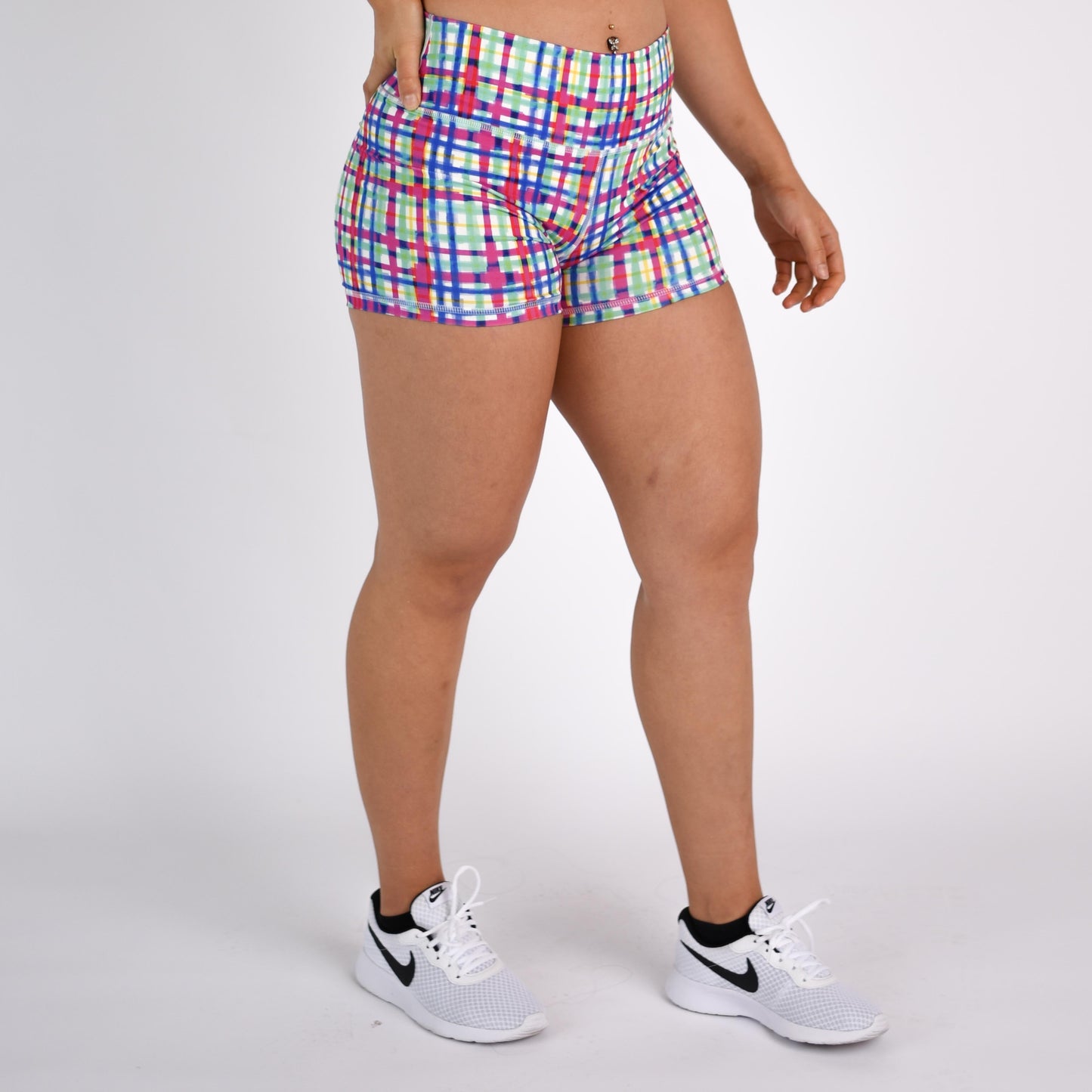 FLEO - Power Mid High Short 3.75" - Mid High Rise - Shorts - spring-plaid-2_91194f2b-8e15-454c-ba1f-c175f93ff4d8