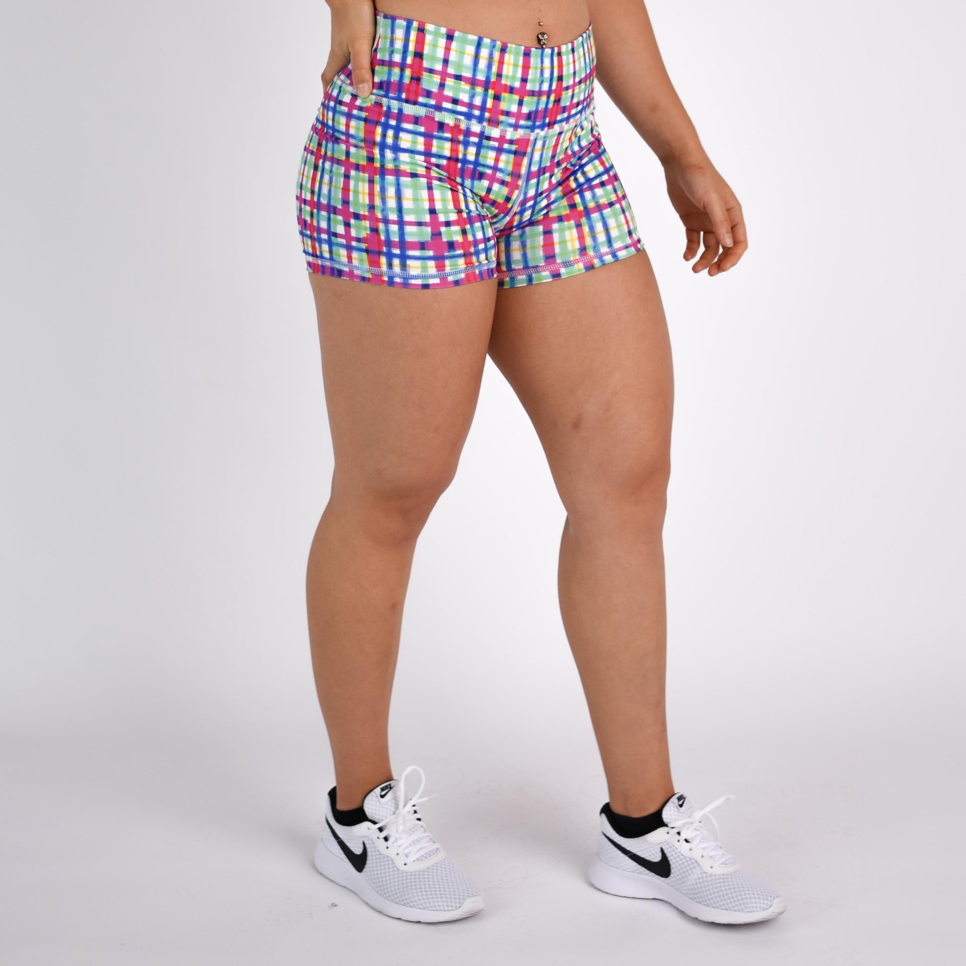 FLEO - Power Mid High Short 3.75" - Mid High Rise - Shorts - spring-plaid-2_91194f2b-8e15-454c-ba1f-c175f93ff4d8