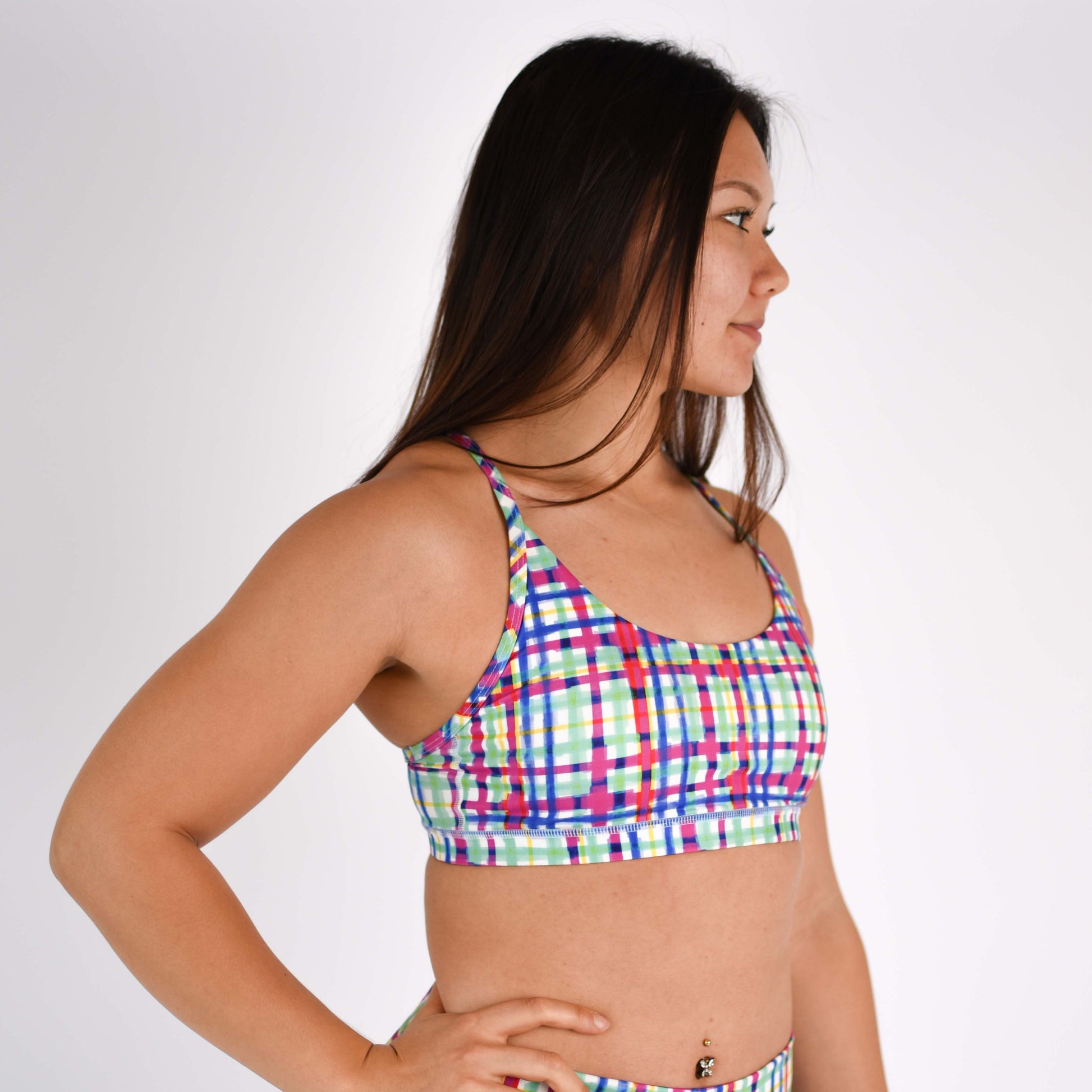 FLEO - Cami Sports Bra - Light Support - Sports Bra - spring-plaid-3