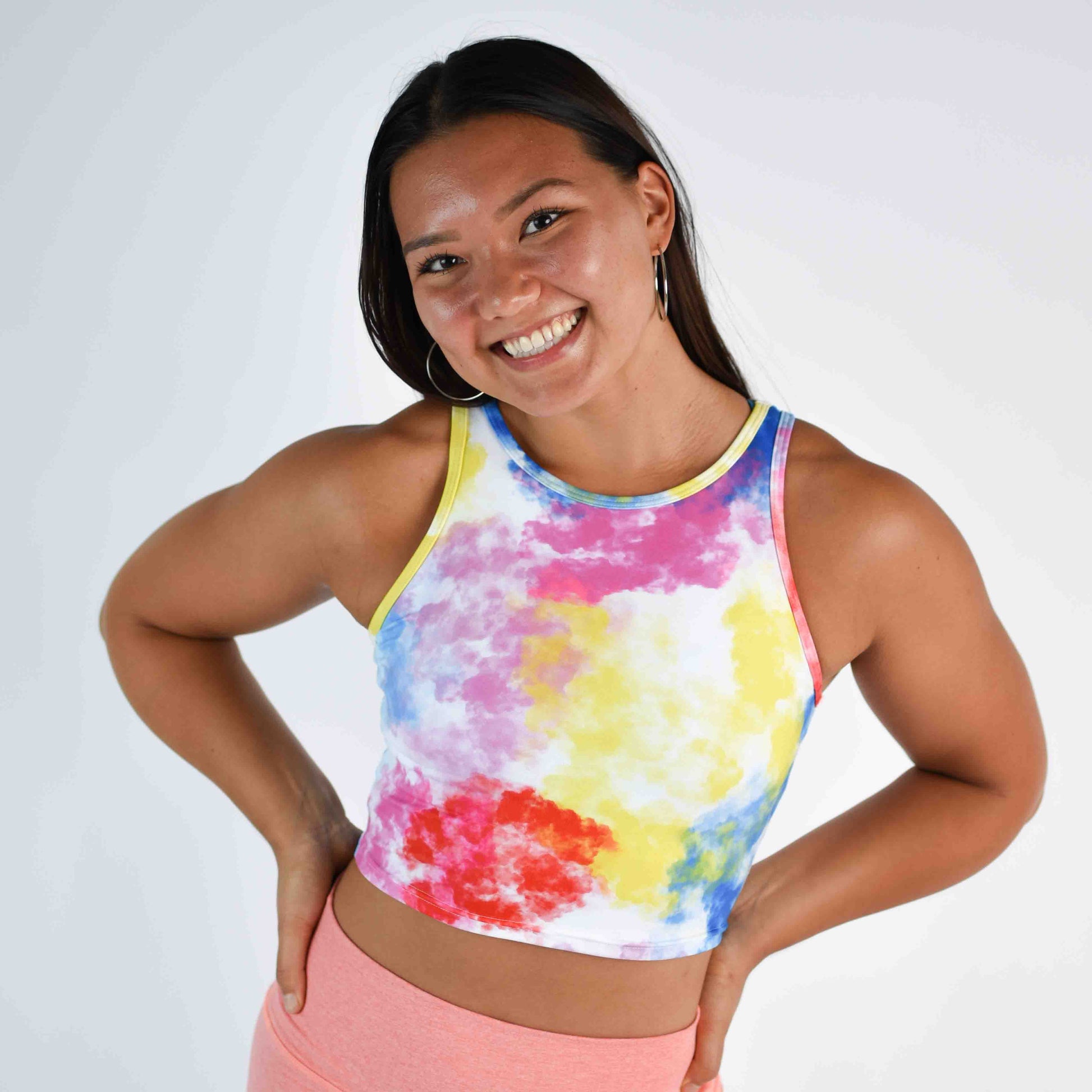 FLEO - Tempo Crop Tank - Fitted - Tank - summerclouds-1_4156d855-5d7d-4011-8252-6dd8a92bd2be