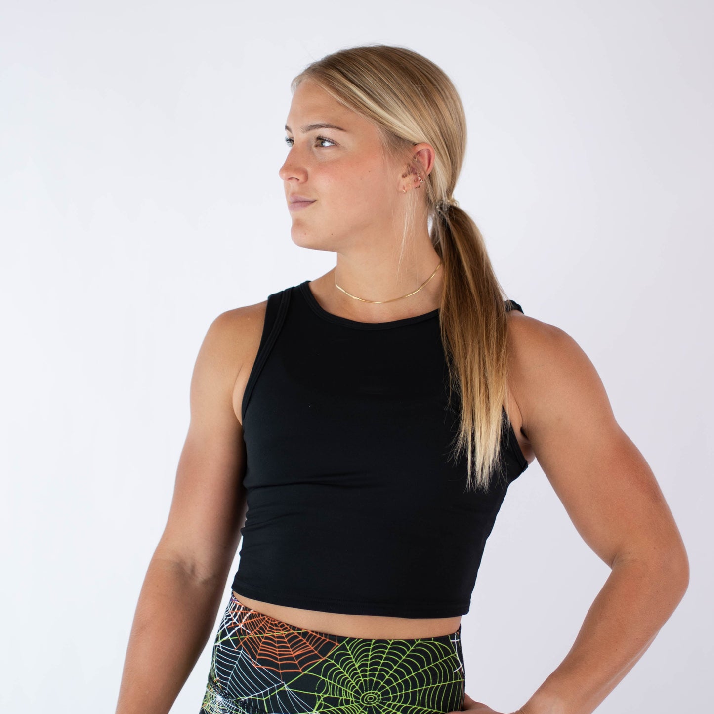 FLEO - Tempo Crop Tank - Fitted - Tank - tempo-blk-6