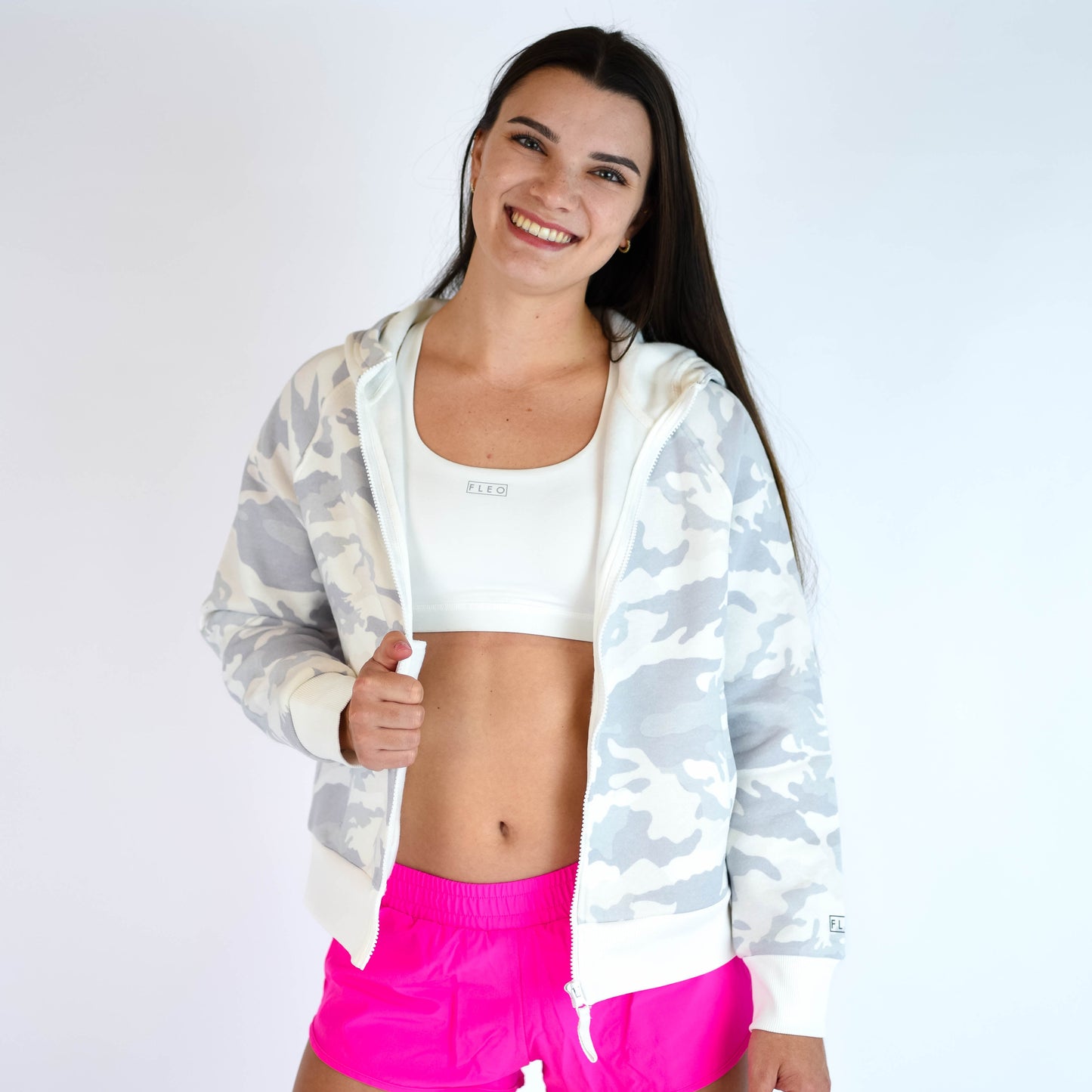 FLEO - Platform Full Zip Hoodie - Sale - whiteCamo-7