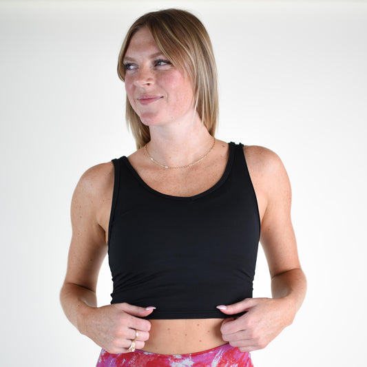 FLEO - Wrap Crop Tank - Fitted - Tank - black-wrap-1