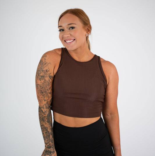 FLEO - Tempo Crop Tank - Fitted - Tank - chocolate-2_3bd42dd3-da2e-4a02-95fa-2e26e3cc5950