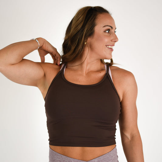 FLEO - Switch Up Crop Tank - Fitted - Tank - chocolate-2_635fff12-dfb8-4d4d-a0c5-64ce0e61894a