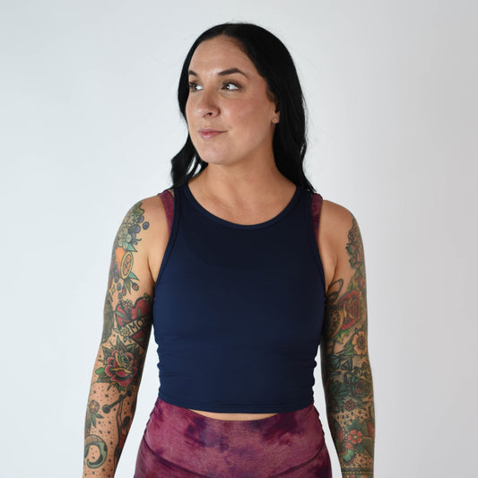 FLEO - Tempo Crop Tank - Fitted - Tank - classic-navy-2_6cd7db47-5b55-492b-8748-15f3ab6efcea