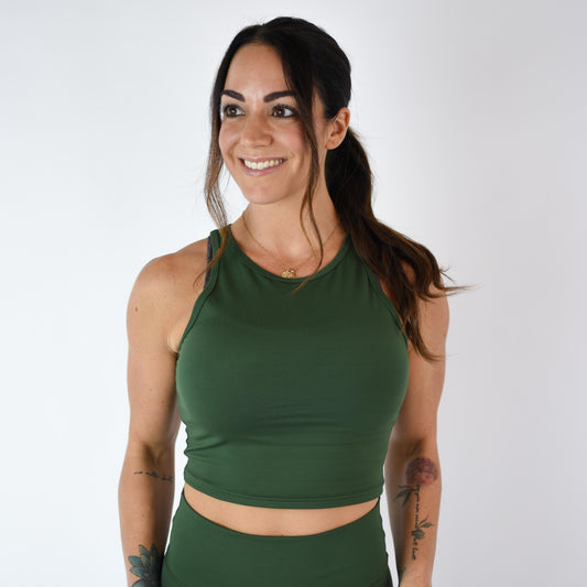 FLEO - Tempo Crop Tank - Fitted - Tank - deep-jade-2
