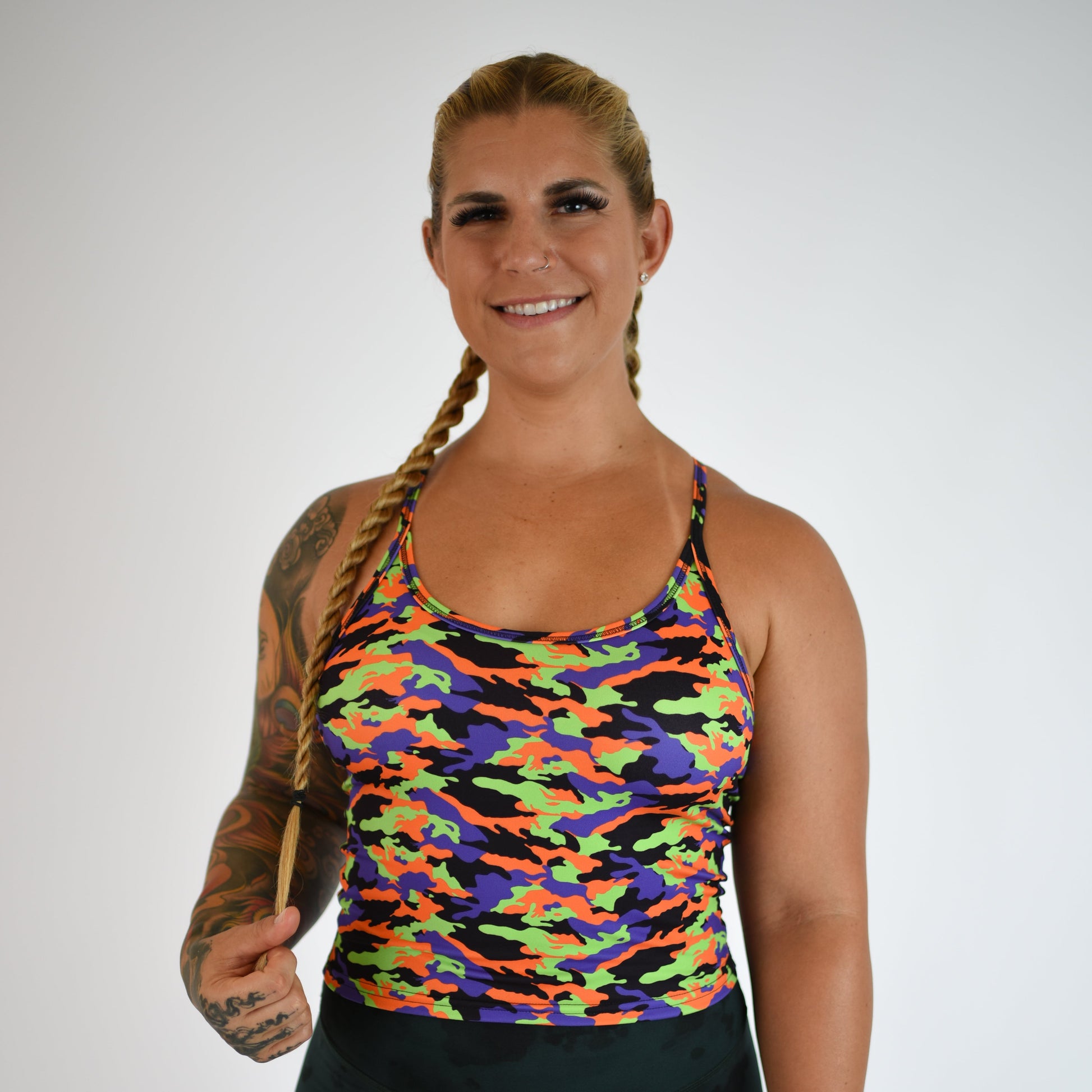 FLEO - Switch Up Crop Tank - Fitted - Tank - halloweencamo-2