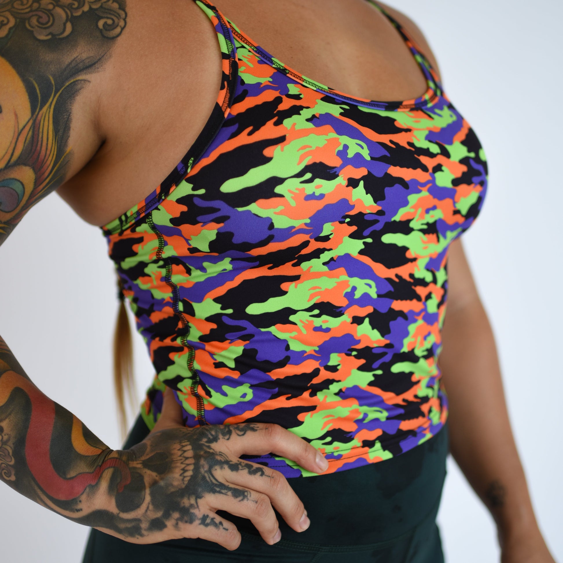 FLEO - Switch Up Crop Tank - Fitted - Tank - halloweencamo-4