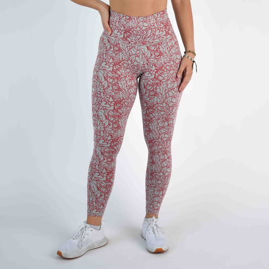 FLEO - Super High Legging - Higher Rise - Leggings - heather-cayenne-flower-1