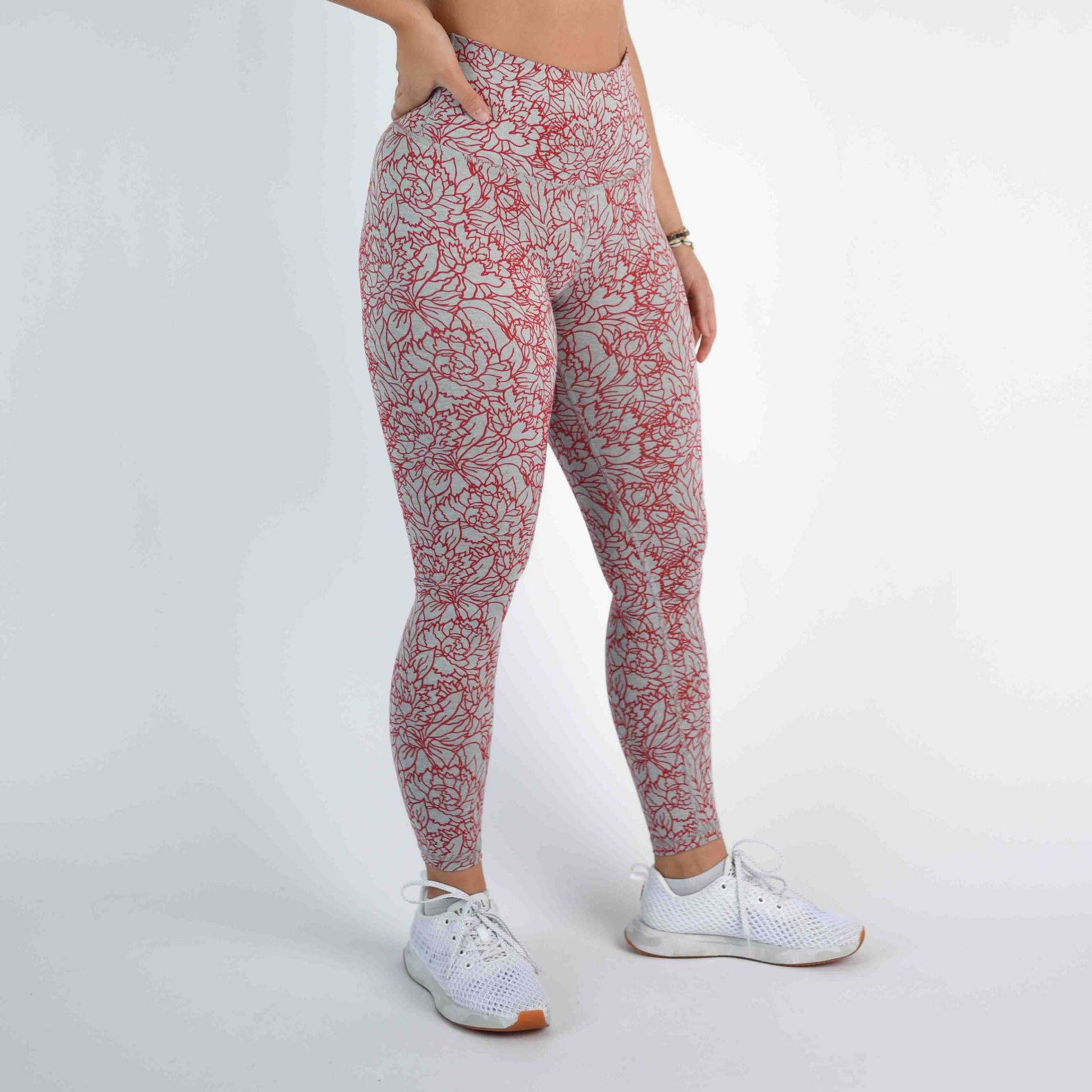 FLEO - Super High Legging - Higher Rise - Leggings - heather-cayenne-flower-2