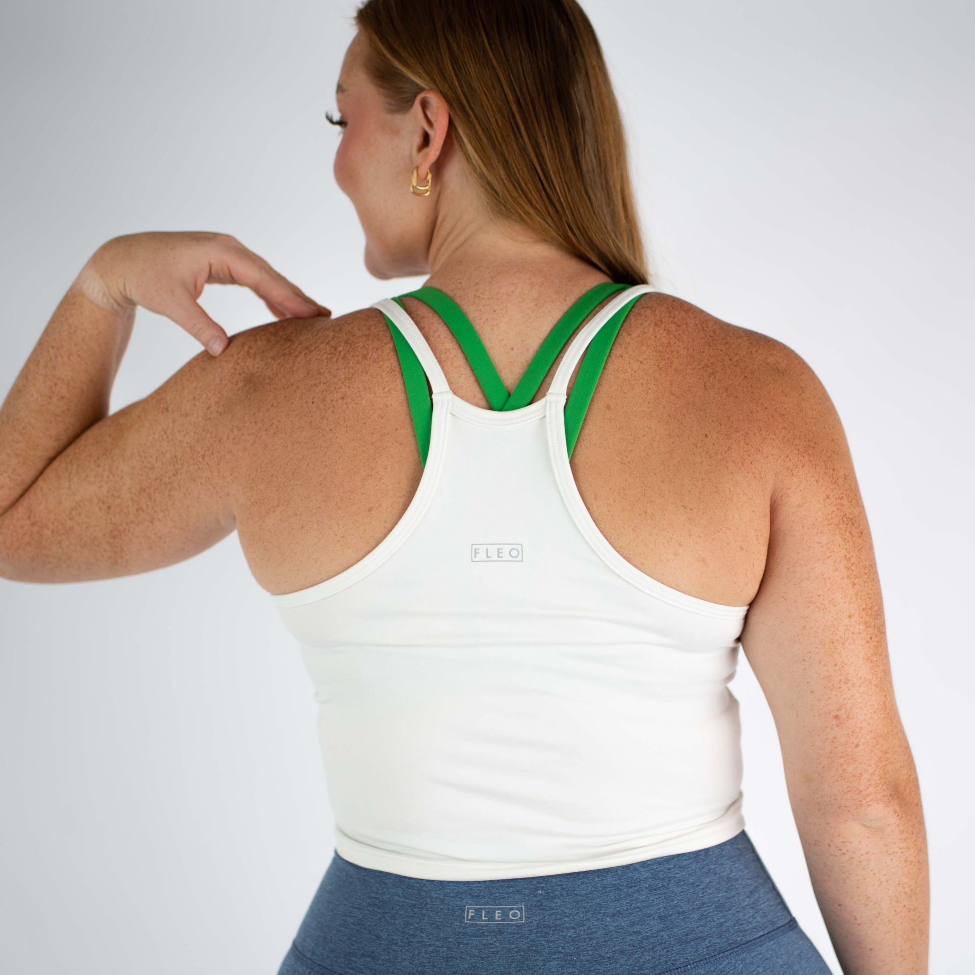 FLEO - Switch Up Crop Tank - Fitted - Tank - heather-white-4