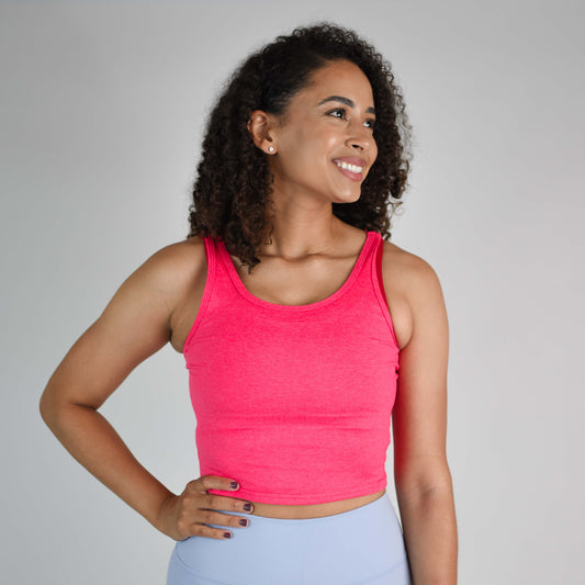 FLEO - Breeze Crop Tank - Fitted - Tank - heatherNeonPunch-1