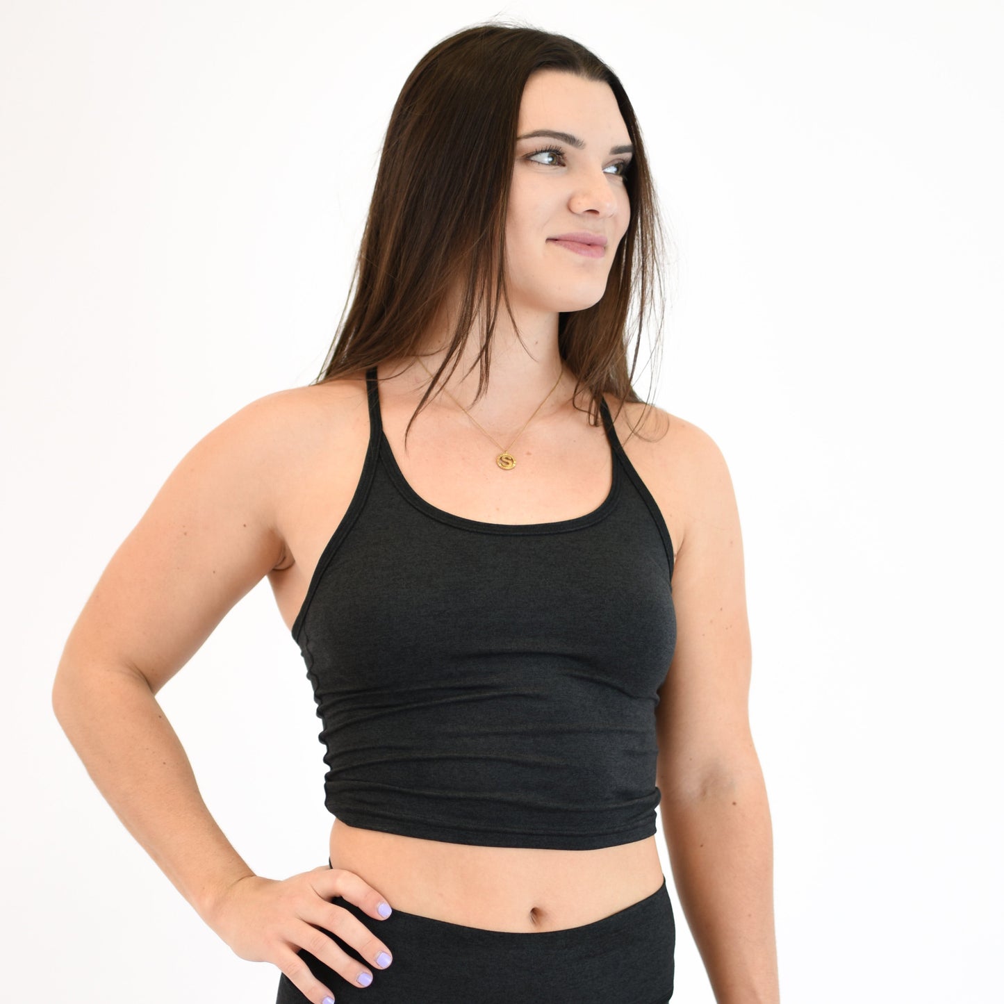 FLEO - Switch Up Crop Tank - Fitted - Tank - heatherblack-3_0eec0b24-3a61-4f24-a7c6-46fd12e83381