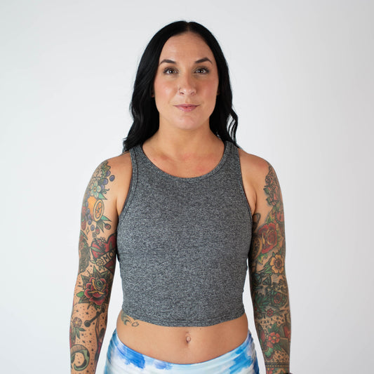 FLEO - Tempo Crop Tank - Fitted - Tank - heathergray-1