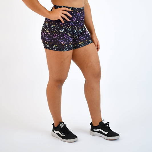 FLEO - True High Short 4" - Higher Rise - Shorts - holographic-moon-2