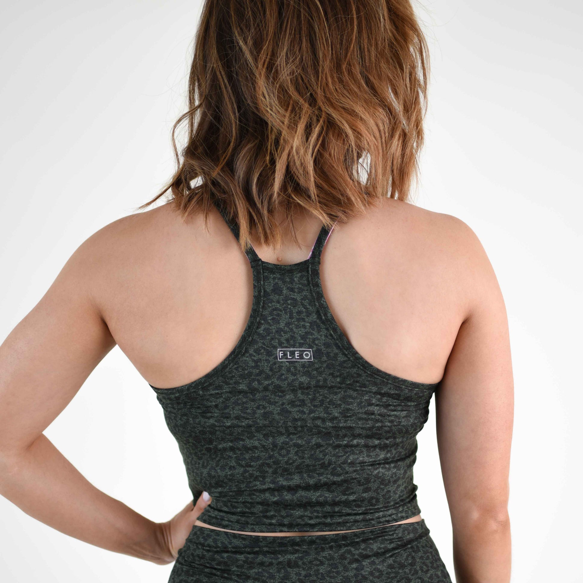 FLEO - Switch Up Crop Tank - Fitted - Tank - hunter-green-leo-4_dae0aab2-0ff5-4f4d-b5cd-f4364c5c0210