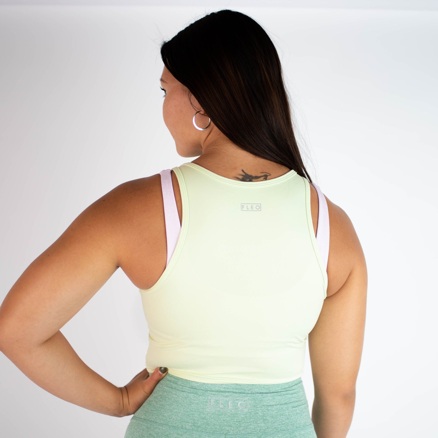 FLEO - Tempo Crop Tank - Fitted - Tank - lime-cream-4