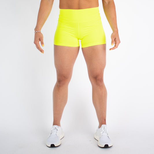FLEO - Power Mid High Short 3.75" - Mid High Rise - Shorts - neon-yellow-1_1bc3cdae-4eda-4a69-93ba-a05722f5de96
