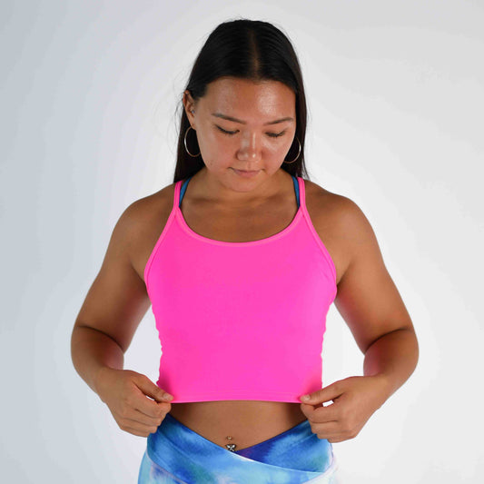 FLEO - Switch Up Crop Tank - Fitted - Tank - neonpink-1_4abeb5bb-d271-40c6-af5e-0d43489eace4