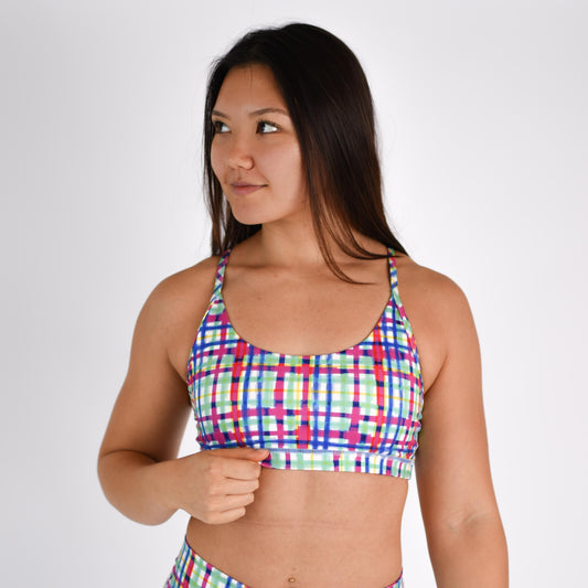 FLEO - Cami Sports Bra - Light Support - Sports Bra - spring-plaid-1