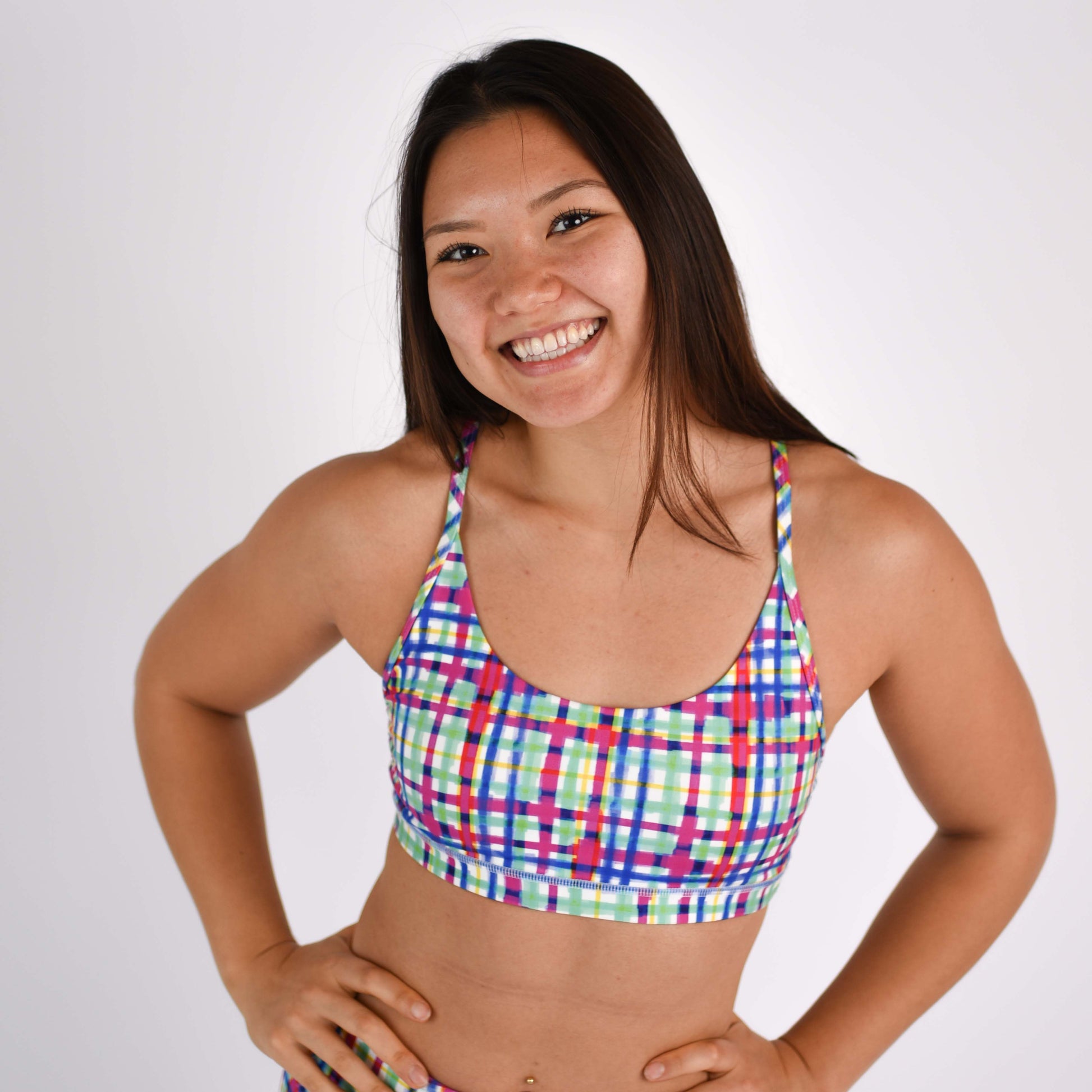 FLEO - Cami Sports Bra - Light Support - Sports Bra - spring-plaid-2
