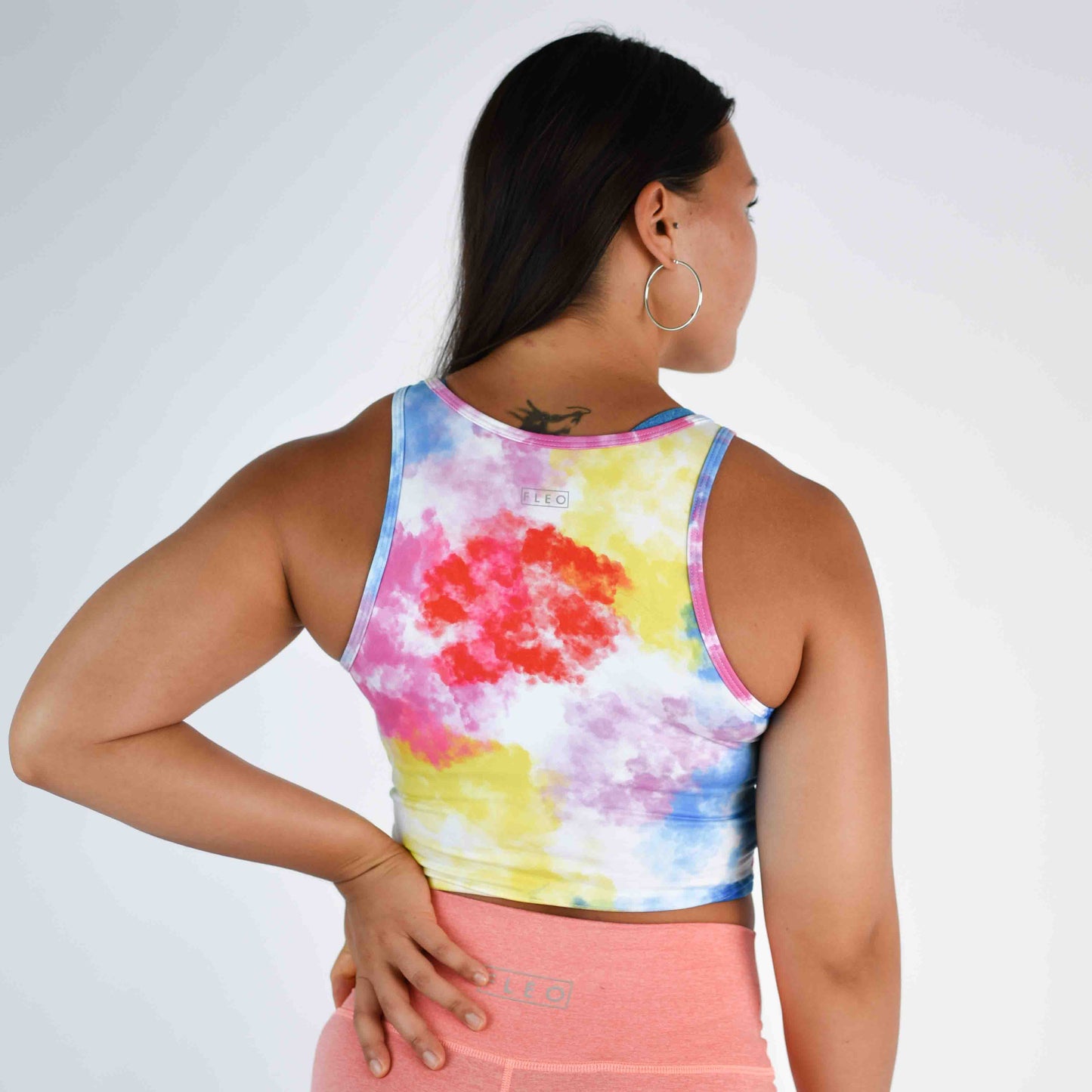 FLEO - Tempo Crop Tank - Fitted - Tank - summerclouds-4_b1330361-6763-47d5-9d5c-ce85a96734c7