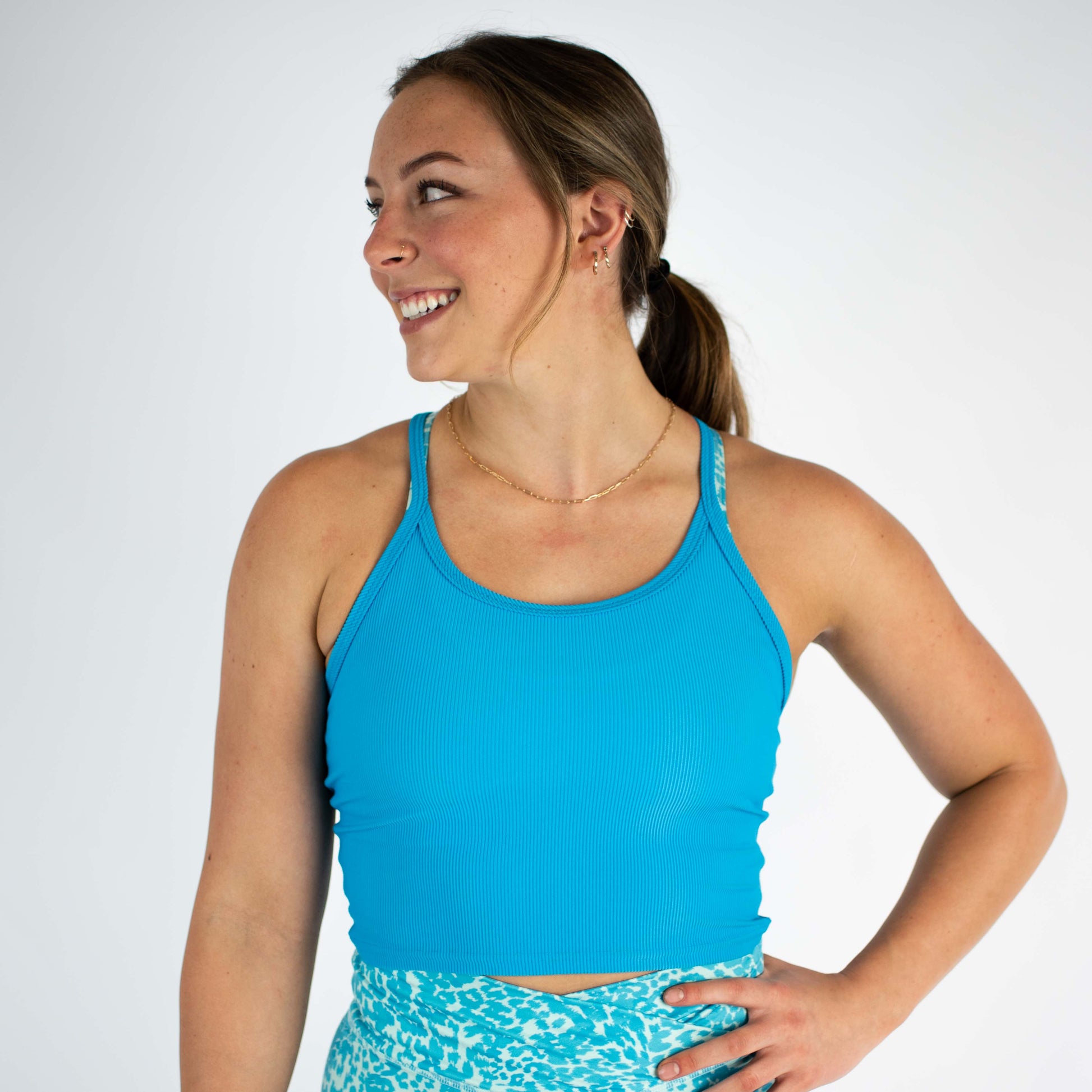 FLEO - Switch Up Crop Tank - Fitted - Tank - turquoise-1