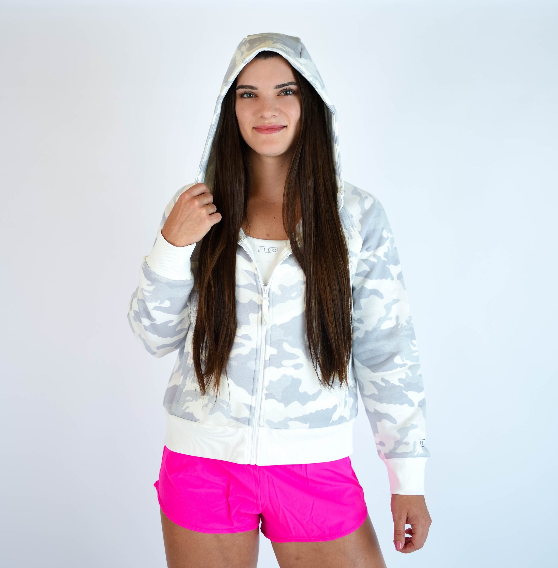 FLEO - Platform Full Zip Hoodie - Sale - whiteCamo-10
