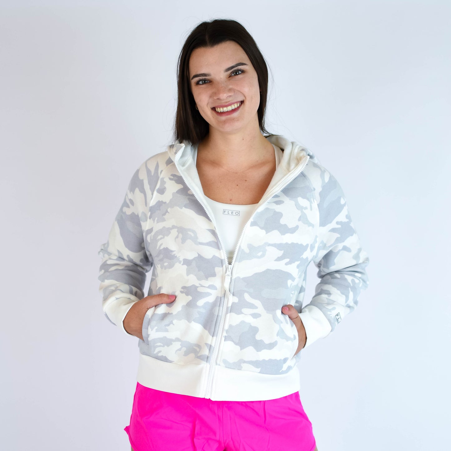 FLEO - Platform Full Zip Hoodie - Sale - whiteCamo-3